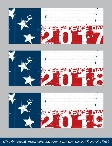 Vector illustration of Betsy Ross Flag Independence day timeline cover - Artistic Brush Strokes and Splashes