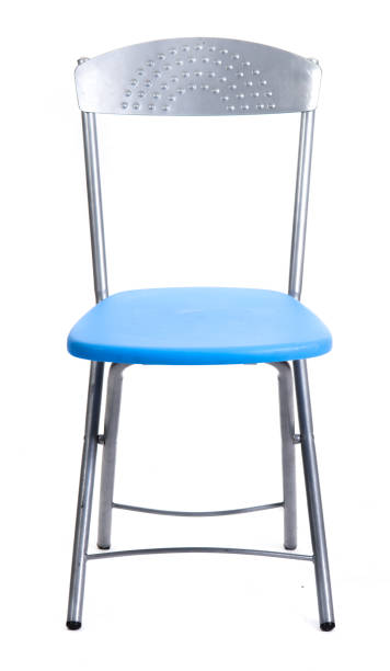 istock Blue iron folding chair on white background 803969760