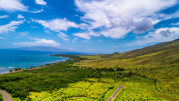 ラハイナ、ハワイで高いところから見られる緑豊かな西マウイ山脈の緑します。 - lahaina ストックフォトと画像
