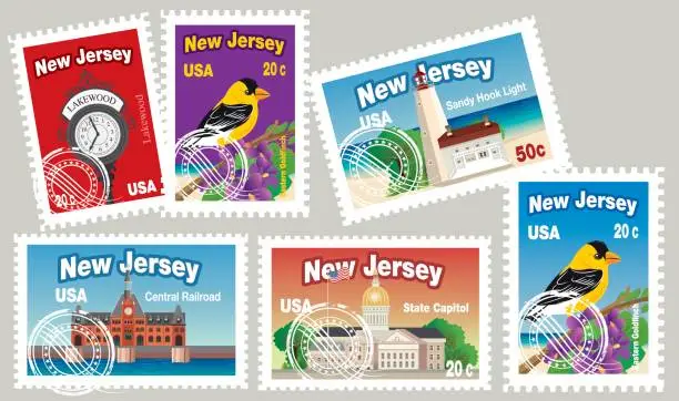 Vector illustration of New Jersey Postage