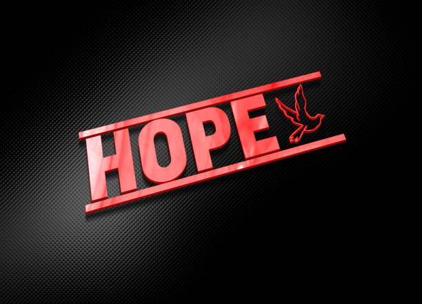 istock Hope with Symbol - Glossy 3D text on a Black Carbon Fiber Background 803998180