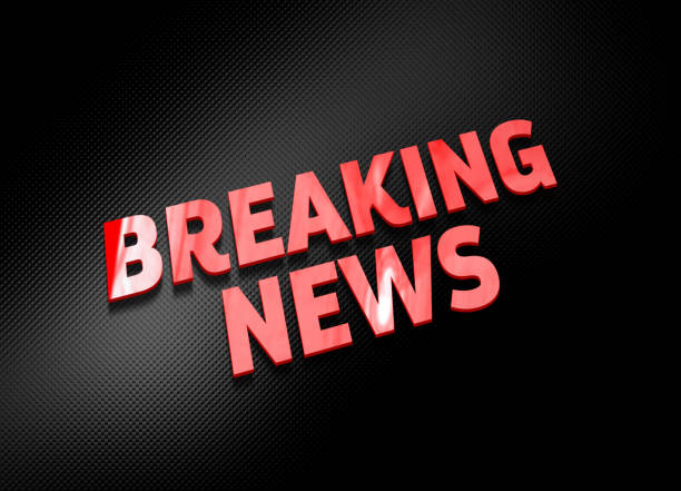 istock Breaking News - Glossy 3D text on a Black Carbon Fiber Background 803998316