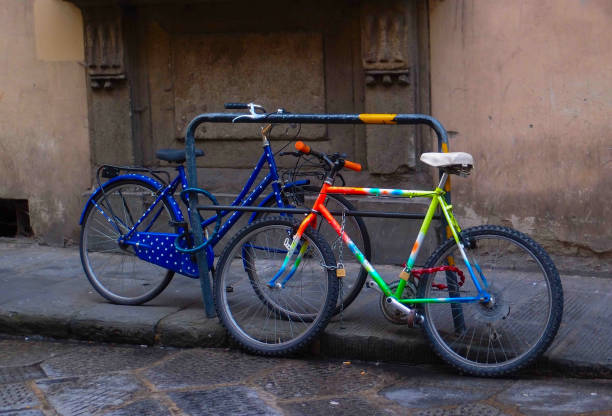 istock Barcelona street view with colorful bicycles. 804002656