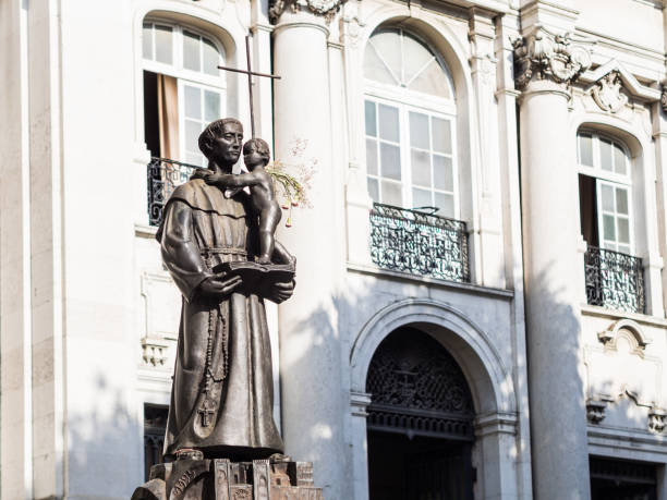 Lisbon, Portugal - June 13, 2017: Statue of Saint Anthony of Lisbon in front of the Saint Anthony church in Lisbon.
