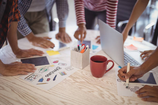 istock Business people working together on office desk 804010032