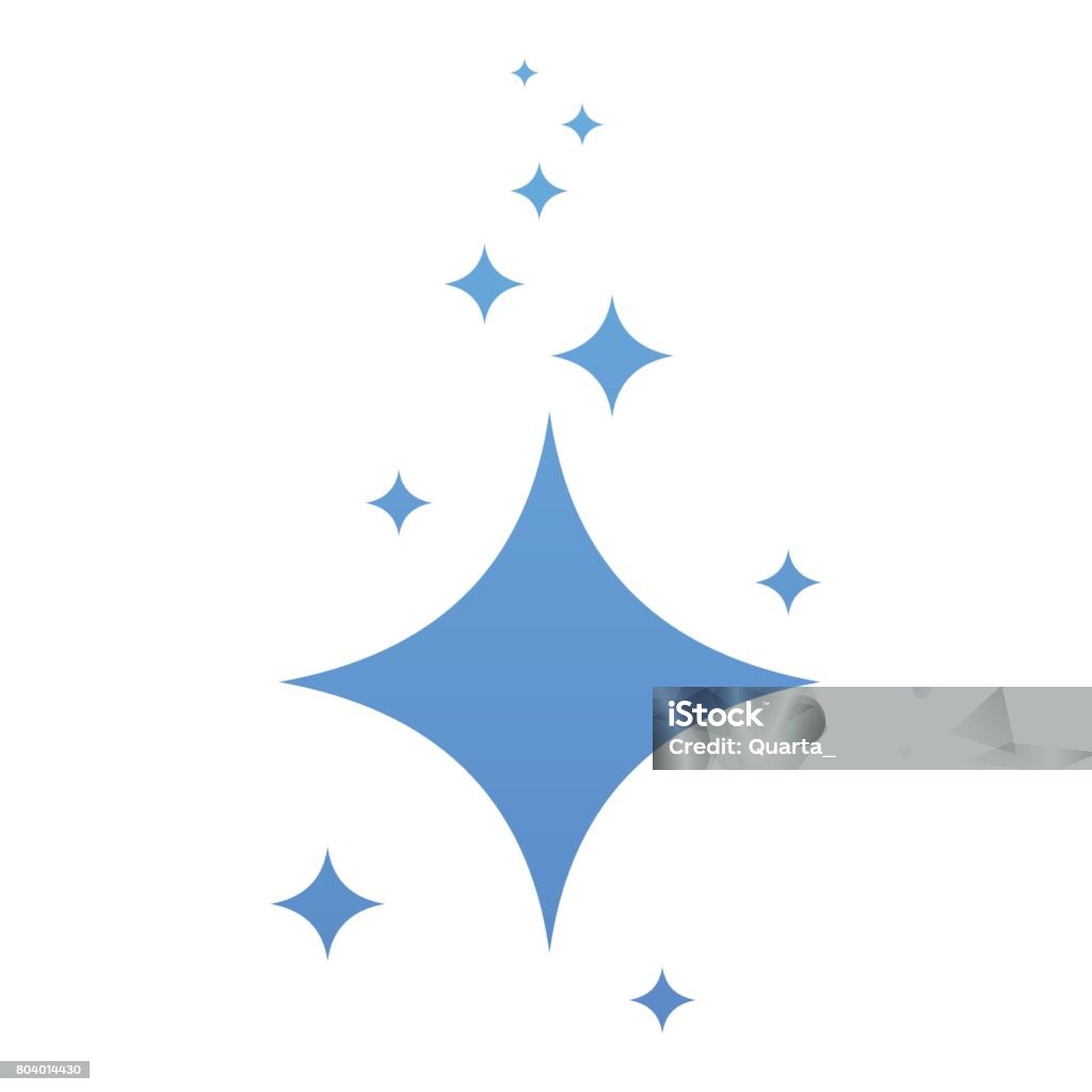 clean blue stars icon Stars of brilliance and radiance of cleanliness and freshness. Cleaning, fresh, hygiene and shine in house. Flat vector cartoon illustration. Objects isolated on a white background. Clean stock vector