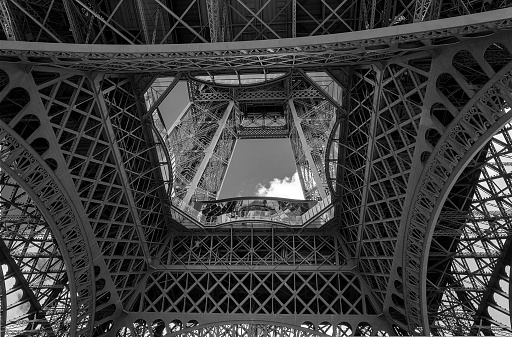 Tour Eiffel view from bottom - Black and white