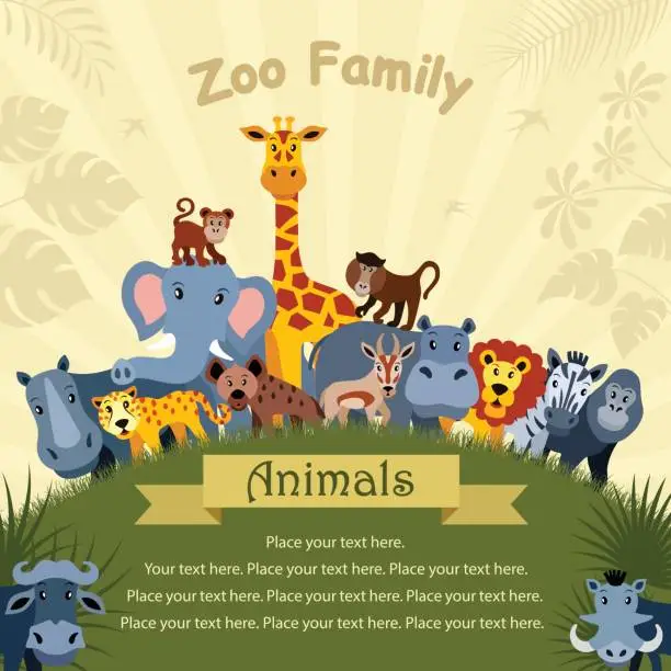 Vector illustration of Cartoon Animals Poster