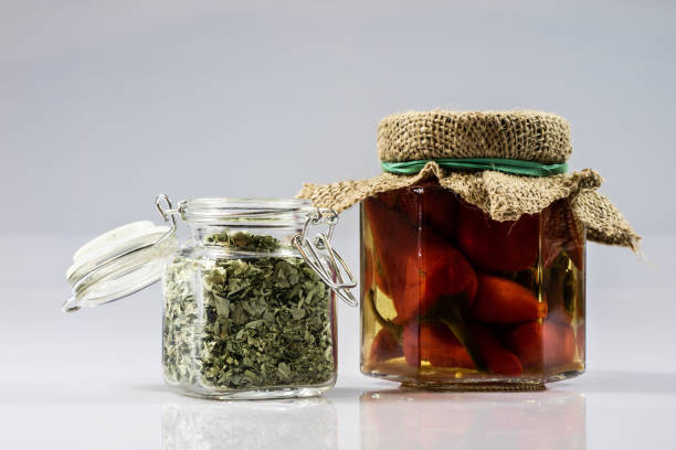Mortar for the winter, processed in jars on a white background, isolated