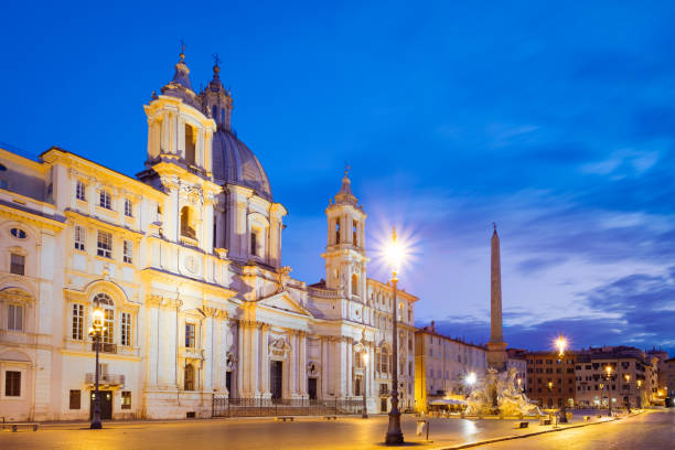 istock Scenic view of Piazza Navona in Rome before sunrise 804025342
