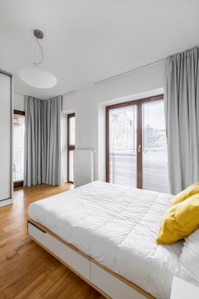 istock Bedroom with bed and balcony 804037048