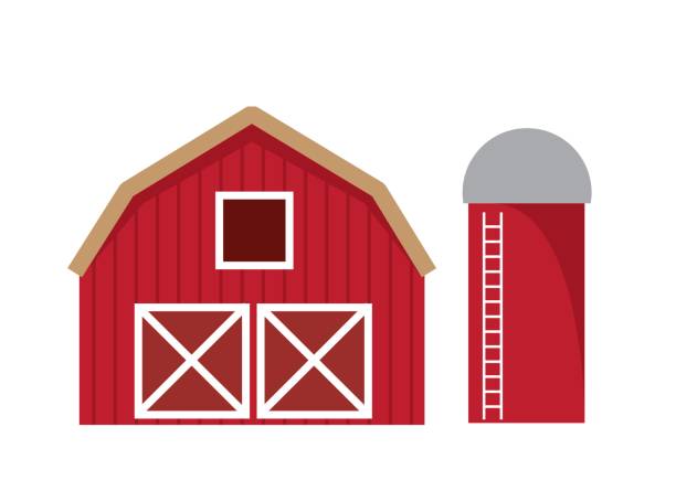 ilustraciones, imágenes clip art, dibujos animados e iconos de stock de granero aislado - barn door