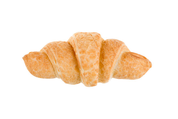 istock Baked puff pastry with a filling on a white background. view from above 804040416