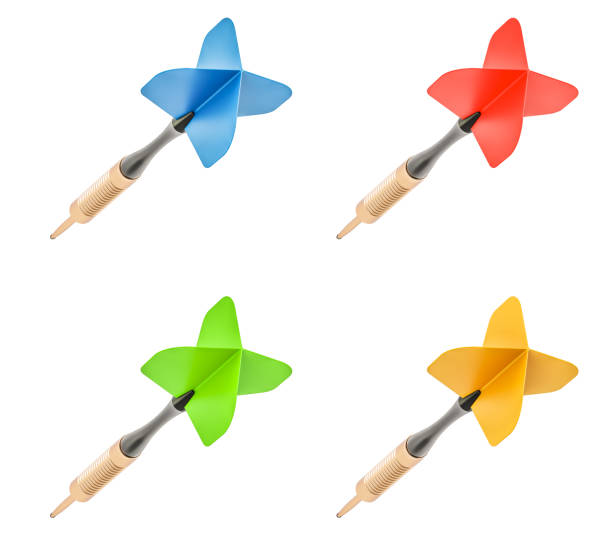 istock Set of colored darts, 3D rendering isolated on white background 804040548