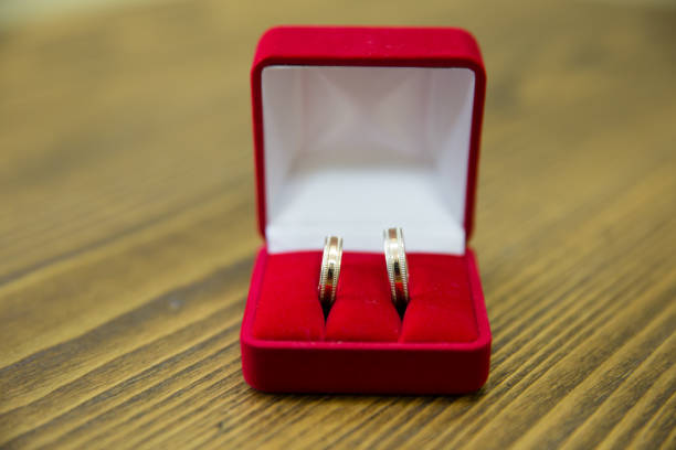 istock Gold rings in the box 804047444