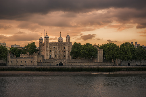 Tower of London from across the Thames River.