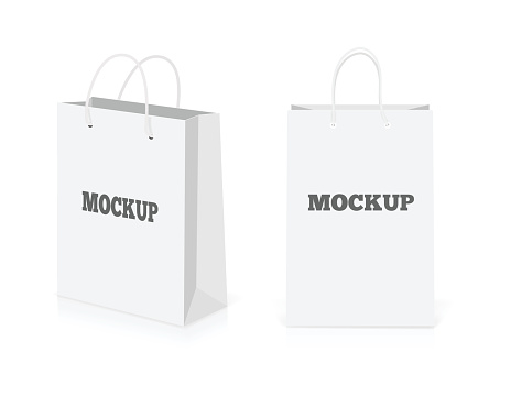 Empty shopping bags set isolated on white background. Vector illustration
