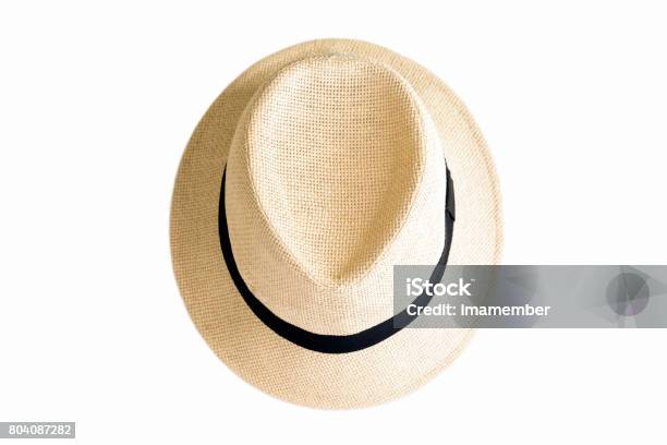 Summer Hat Straw Hat Isolatd On White Background Copy Space Stock Photo - Download Image Now