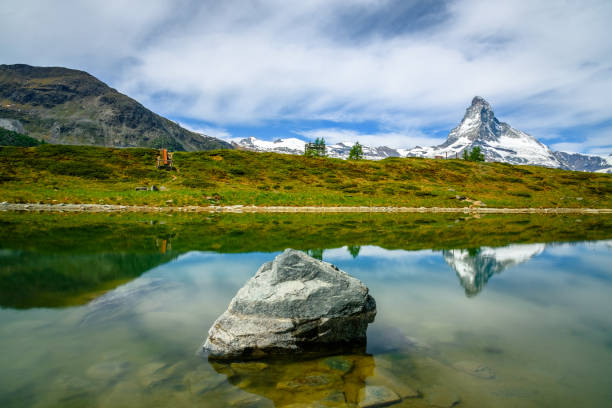 View of the swiss nature in spring stock photo