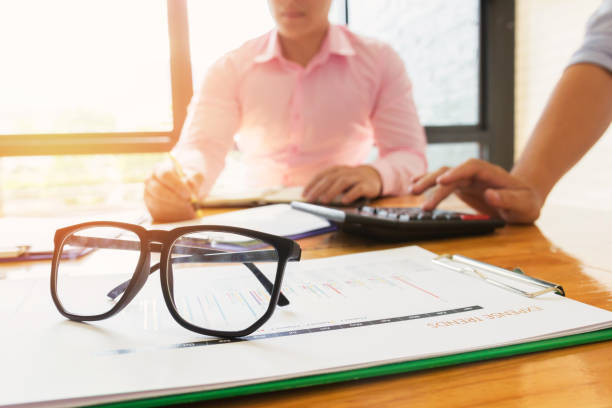 istock Administrator business man financial inspector. 804125596