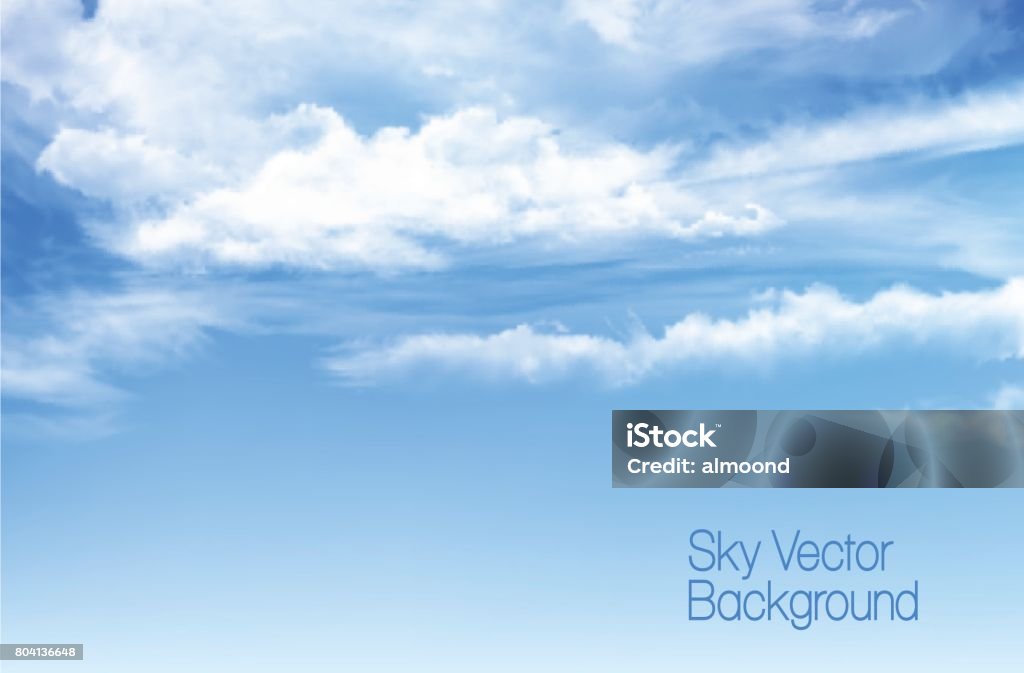 Vector blue sky background with transparent clouds. Sky stock vector