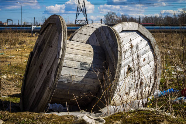 istock An empty cable reel is left on site. The problem of ecology. 804156412