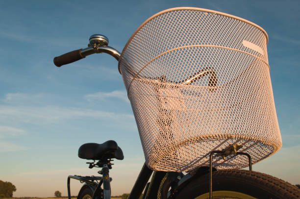 istock Classic shiny Bicycle bell and front basket, 804163442