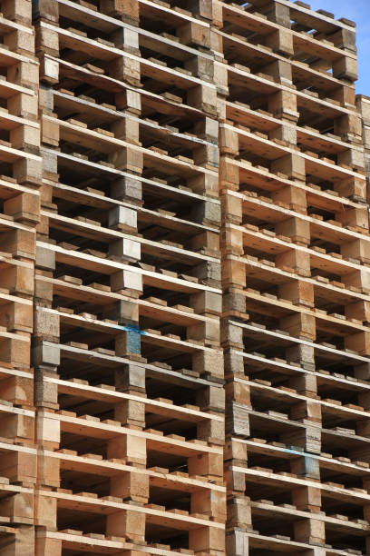 istock Stacked wooden pallets 804171228