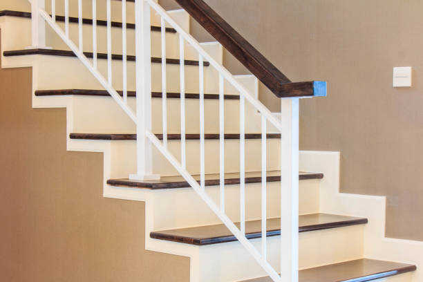 istock wooden stairs in house 804194328