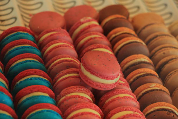 istock Colorful macarons in a shop 804196916