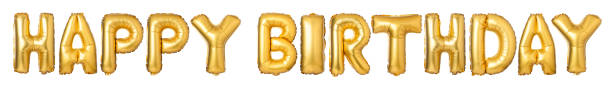 верхние буквы корпуса happy birthday из золотых воздушных шаров - china balloon стоковые фото и изображения