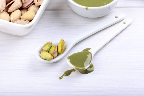 istock Pistachio urbech. Natural nut paste from pistachio. Dagestani useful delicacy. 804218404