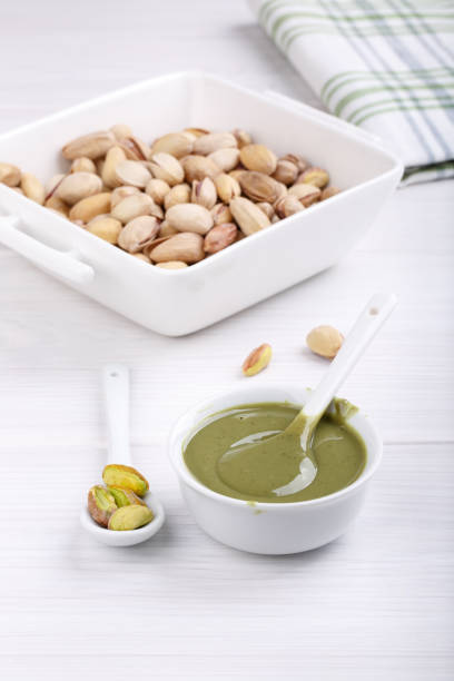 istock Pistachio urbech. Natural nut paste from pistachio. Dagestani useful delicacy. 804218480