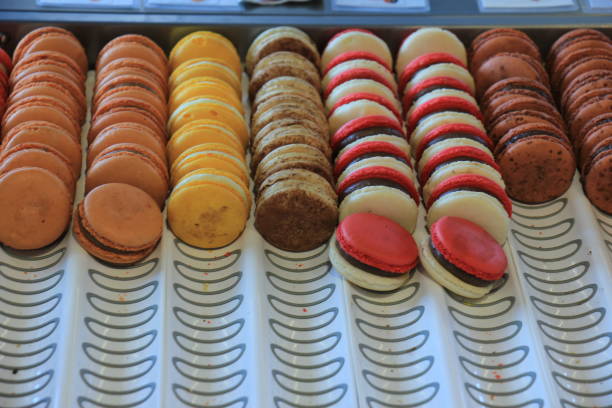 istock Colorful macarons in a shop 804226422