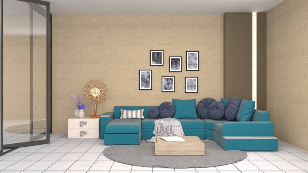 istock Interior living room. 3d illustration 804229010