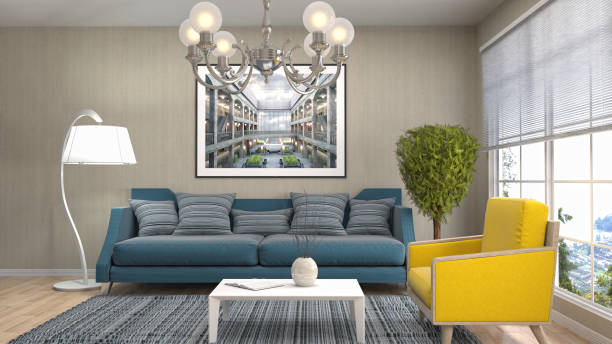 istock Interior living room. 3d illustration 804231466