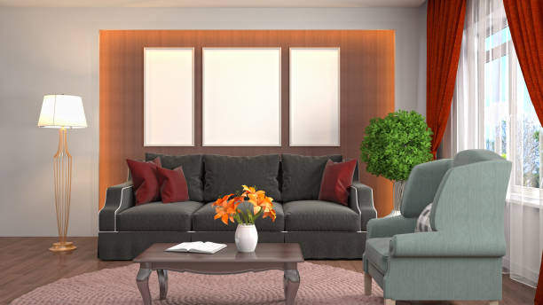 istock mock up poster frame in interior background. 3D Illustration 804231750