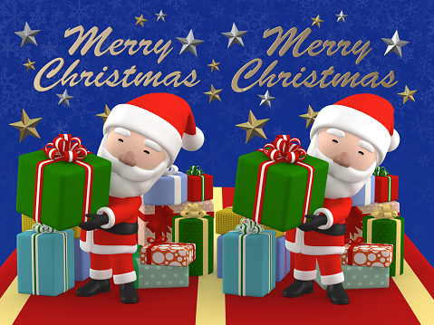 3d Render Stereogram Of Merry Christmas Santa Claus Stock Photo - Download  Image Now - iStock
