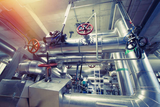 istock Industrial zone, Steel pipelines and valves 804238716