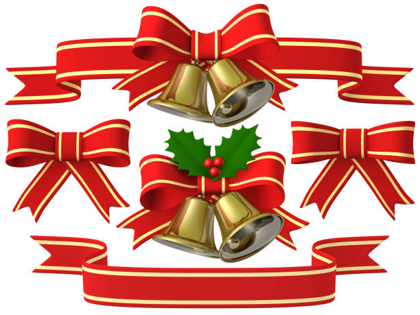 Red Gold Ribbon Banner with clipping path