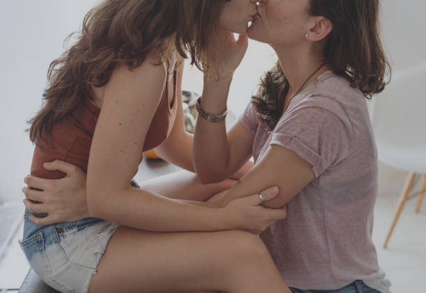 istock Lesbian Couple Together Indoors Concept 804249614