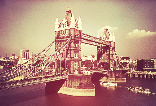 Vintage image from the seventies during a trip to London