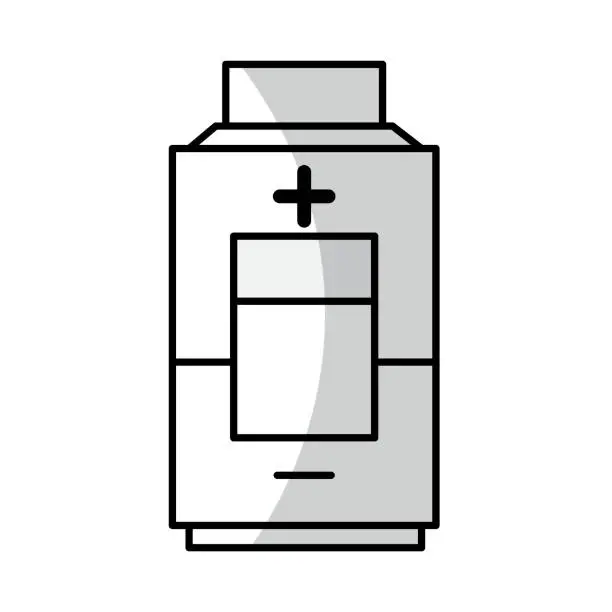 Vector illustration of line technology battery power low with digital indicador