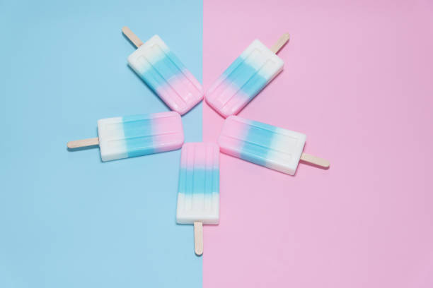 istock Ice cream over blue and pink background 804260052