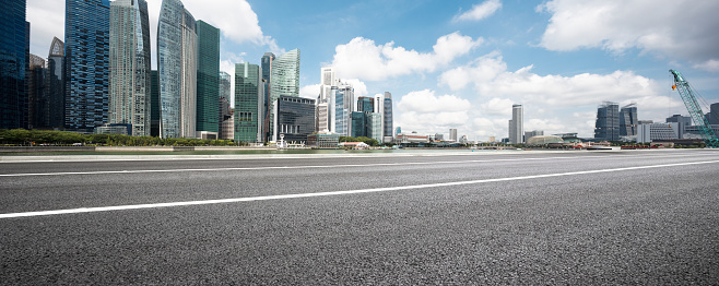 empty road with modern buildings in singapore