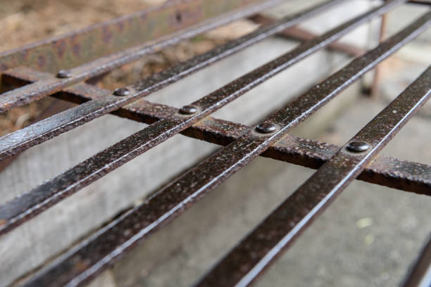 Metal bench closeup