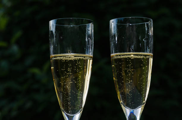 istock Close up of two glasses with champagne 804263566