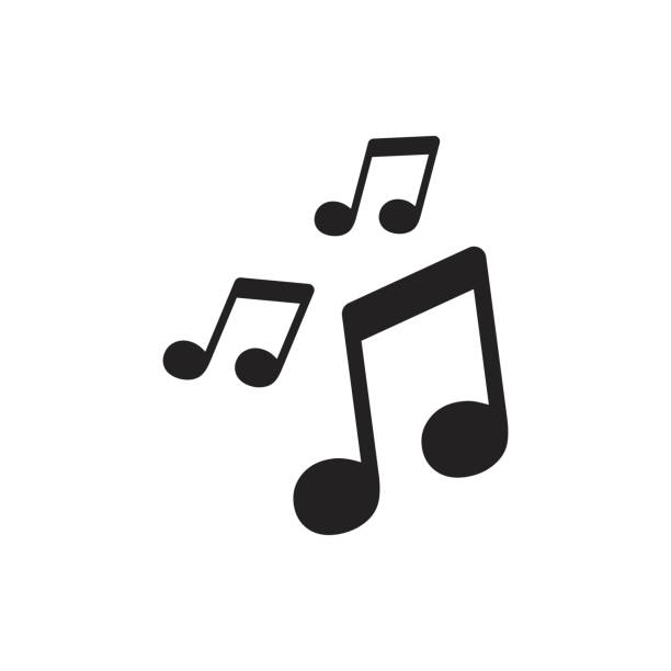 ilustraciones, imágenes clip art, dibujos animados e iconos de stock de icono de la música del vector. ilustración de la nota del sonido. - musica