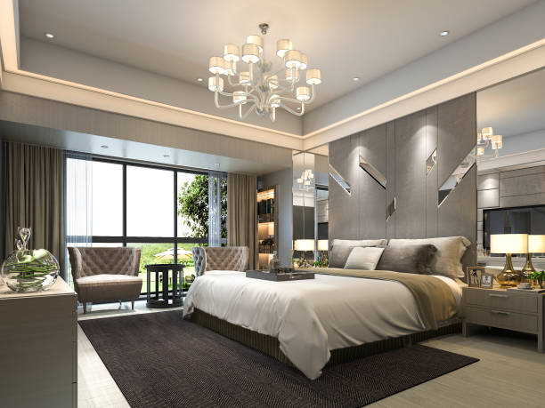istock 3d rendering luxury modern bedroom suite in hotel 804272122