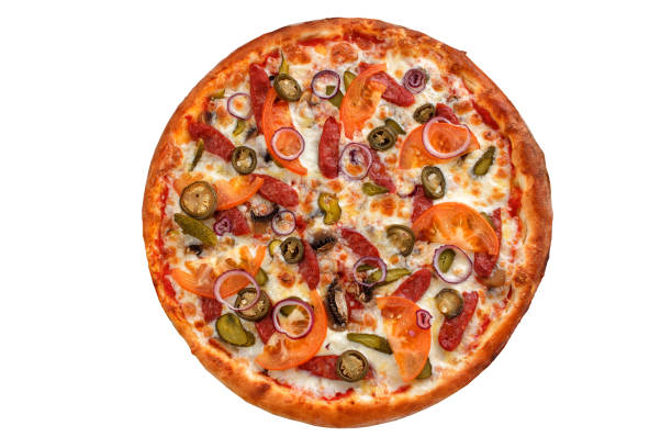 istock Pepperoni pizza. Italian pizza on white background. 804291916